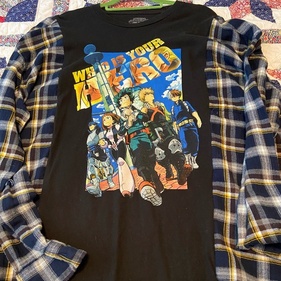 My Hero Academia Upcycled Tshirt Flannel - Picture 1 of 2